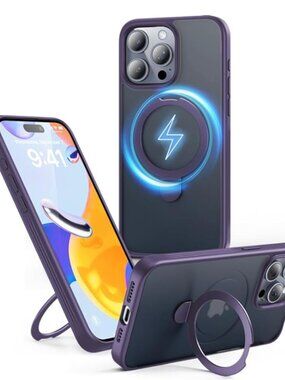 iPhone 15 Pro Max Case with Magnetic Invisible Stand Compatible with MagSafe